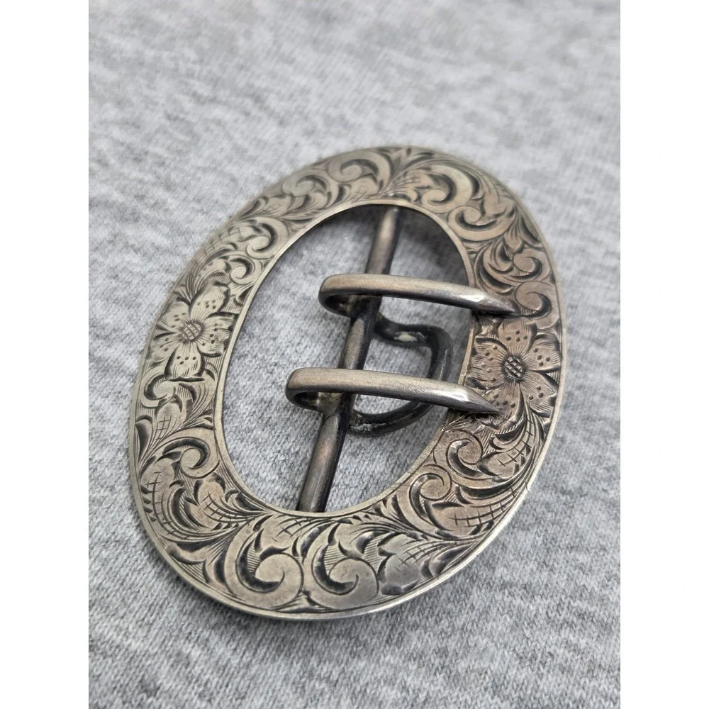 Antique Victorian Edwardian Sterling Silver LF Signed Womens Belt Buckle Pin